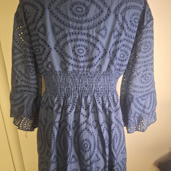 Elegant Blue Lace Dress Lined To The Knee. Size Lg Or X Large - Picture 5 of 6